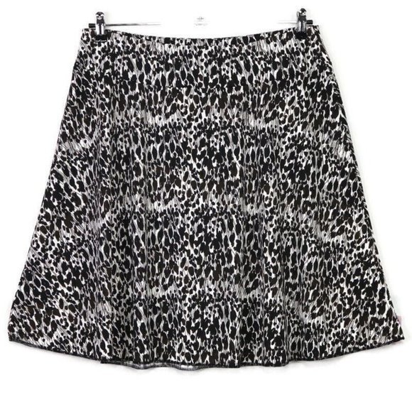 Ann Taylor A-Line Skirt‎ White Brown Black Stretch L Large - Picture 1 of 11